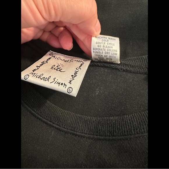 MICHAEL SIMON Lite Floral Embroidered Midi Dress Black Scoop Neck Pullover Pink - Picture 9 of 10